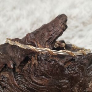 Two-Tone Wirewrapped Bracelet - gold and Silver Wire Bangle - Stackable Bracelet